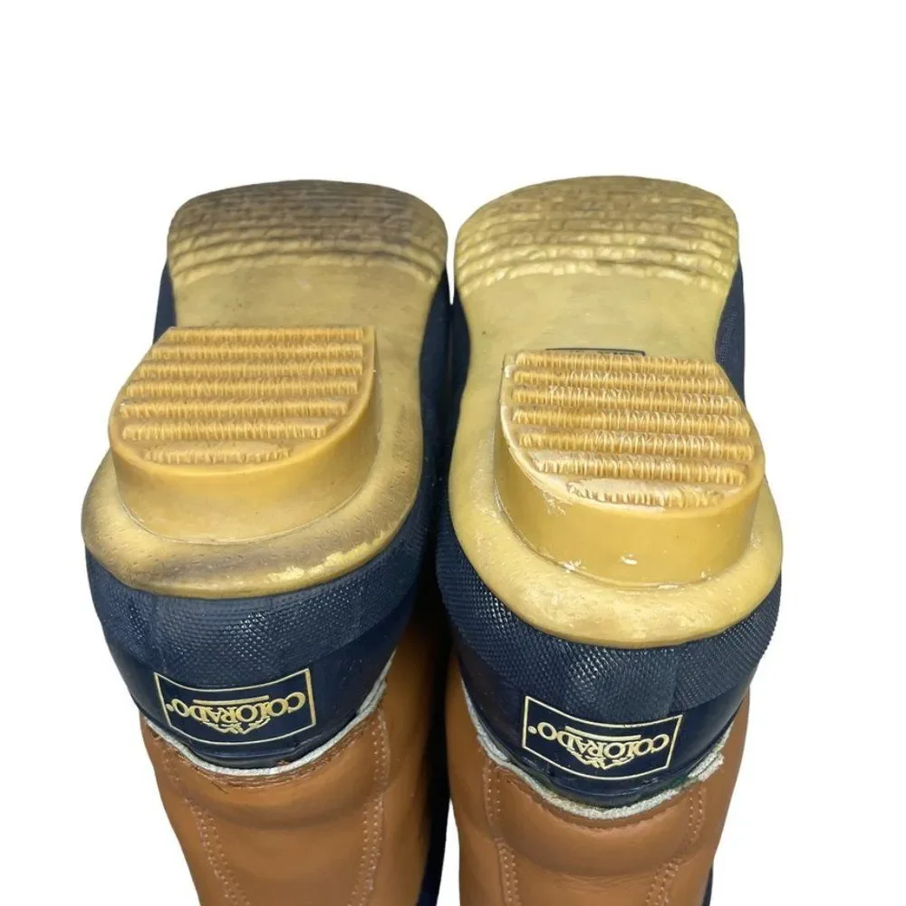 Colorado Youth Brown Leather Thermolite Blue Rubber Winter Duck Boot‎ Size 5 M